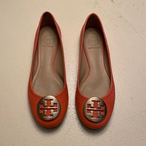 Tory Burch coral and gold flats size 8